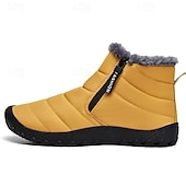 abordables Botas de invierno y nieve-Botas de nieve de invierno amarillas para hombre: impermeables, con forro de piel, cierre de cremallera, botines cálidos antideslizantes para clima frío