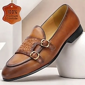 baratos Mocassins de couro premium-mocassins masculinos de couro marrom com fivela dupla e padrão de crocodilo – sapatos sociais de couro de vaca premium para uso formal e casual