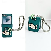 cheap Samsung Cases-Phone Case For Z Flip 7 Z Flip 6 Z Flip 5 Z Flip 4 Z Flip 3 Back Cover with Wrist Strap Shockproof Retro TPU Silicone