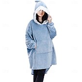 billige Kigurumi-pysjamas-Voksne Helfarge Onesie-pysjamas Oversized hetteteppe Bærbart teppe med lomme Onesie-pysjamas Kigurumi pyjamas søt stil Til Damer og Herrer Karneval Maskerade Tegnefilm