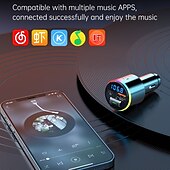 お買い得  車用Bluetoothキット/ハンズフリー-FMトランスミッター、車載MP3プレーヤー、急速充電、QC 3.0、ハンズフリー通話、デュアルPD充電器、Bluetooth