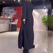billiga midi svart klänning-Dam Svart klänning Maxiklänning Rynkad Draperad Elegant Formell V-hals Långärmad Svart Rubinrött Blå Färg