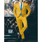abordables Blazers Clásicos para Hombres-Hombre Trajes chaqueta Negocio Fiesta de Cóctel Fiesta de Boda Moda Casual Primavera &amp; Otoño Poliéster Rayas Botones Bolsillo Cómodo Botonadura Simple Chaqueta de sport Amarillo Azul Piscina Morado