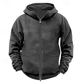 economico felpe con cappuccio da uomo di base-Per uomo Felpa con cappuccio Felpa con cappuccio a zip intera Felpa con cappuccio tattica Nero Blu marino Cachi Grigio Con cappuccio Liscio Compatto Sportivo Giornaliero Streetwear Fantastico