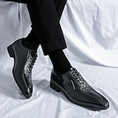 baratos Formal-sapatos oxford masculinos bronze metálico com padrão de crocodilo e detalhes perfurados - calçados formais elegantes para casamentos, festas e eventos empresariais