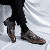 baratos Formal-sapatos oxford masculinos bronze metálico com padrão de crocodilo e detalhes perfurados - calçados formais elegantes para casamentos, festas e eventos empresariais