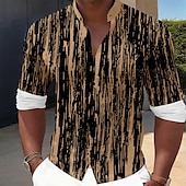 economico Camicie stampate da uomo-Per uomo Linea Camicie Camicia con bottoni Manica lunga Informale Da mare Interni Giornaliero Estate Primavera &amp; Autunno A fascia collare del nonno Stampa 3D Nero Blu Marrone Verde