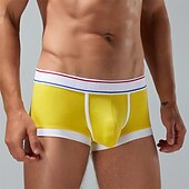 preiswerte Boxershorts für Herren-Herren 1 pc Unterwäsche Boxer Boxer-Shorts Patchwork Polyester Atmungsaktiv Weich Komfortabel Farbblock Mittlere Hüfthöhe Gelb Rote