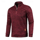 preiswerte Herrenpullover-Herren Pullover Strickpullover Pullover mit Viertelreißverschluss Gerippt Stricken Standard Strick Glatt Viertel Postleitzahl Modisch Basic Urlaub Freizeitskleidung Bekleidung Herbst Winter Schwarz