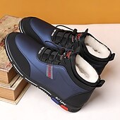 baratos Ténis para Homem-tênis casuais masculinos forrados e quentes de inverno – sapatos de cano alto com cadarço à prova d&#039;água e forro de pelúcia, sola antiderrapante, ideal para atividades ao ar livre e clima frio