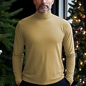 billige grunnleggende t-skjorter-Herre T skjorte Turtleneck skjorte Langermet skjorte Langermet Rullekrage Vår &amp; Vinter عادي Mote Designer Fritid Klassisk Gate Sport Ferie Lyseblå Marineblå Svart Topp T-skjorte for menn
