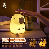halpa Decorative Lights-Cute Cartoon Capybara Silicone Night Light USB Rechargeable Timing Dimming Sleep Night Lamp for Children's Room Decor
