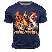 billiga T-shirts med djurmönster-Herr Tupp T-shirt Kortärmad T-shirt 3D-tryck Rund hals Skjorta Mode Fritids- Gata Utomhussport Dagligen Svart Vit Rubinrött Sommar Vår Kläder S M L XL XXL XXXL