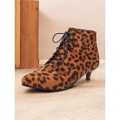 baratos década de 1950-bota de cano curto com estampa de leopardo verde e salto gatinho – sapatos chiques estilo retrô para mulheres