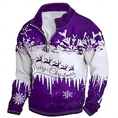 cheap Christmas Animal Outfit-New Year Christmas Men&#039;s Sweatshirt Long Sleeve Vacation Going out Streetwear Light Yellow Dark Yellow Light Blue Gray&amp;White Red2 Print Spring &amp;  Fall Designer S M L XL XXL 3XL