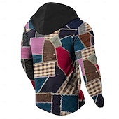 abordables sweats à capuche 3d pour hommes-Homme Plaid Sweats à Capuche Sweat à capuche Sweat à capuche Capuche Mode 3D effet Jaune Rouge Cordon Automne Hiver Designer