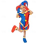 ieftine Stil Joker-Joker Clovn Pomni Halloween Ținute Costum circ Costum de carnaval Cosplay Pentru copii Băieți Fete Halloween Carnaval Mardi Gras Performanță Petrecere Scenă Costume de Halloween ușoare Îmbrăcați-vă