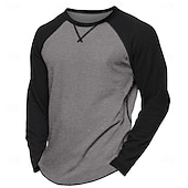 economico magliette di base-Per uomo Maglietta Camicia a Maniche Lunghe Felpa Manica Lunga Girocollo Estate Tinta unica Quotidiano Casual Stile da Strada Blocco di colore All&#039;aperto Streetwear Casual Nero Blu Grigio chiaro