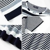 preiswerte Basic-T-Shirts-Herren T Shirt Strick-T-Shirt T-Shirt Kurze Ärmel Rundhalsausschnitt Sommer Streifen Grubenstreifen Mode Designer Basic Gestrickt Urlaub Straße Ausgehen Dunkel Blau Top T-Shirt für Herren