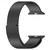 baratos Pulseiras de Apple Watch-Loop Solo Compatível com Pulseira Apple Watch 38mm 40mm 41mm 42mm 44mm 45mm 49mm Fecho Magnético Ajustável Aço Inoxidável pulseira de substituição para iwatch Ultra 2 Series 9 8 7 SE 6 5 4 3 2 1