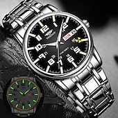 economico Orologi al quarzo-1 pz nuovo acciaio inossidabile con orologio da uomo digitale calendario settimanale display moda tendenza vita viaggio luminescente tempo libero sport affari orologio regalo di compleanno regalo di