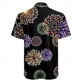 cheap Vintage Shirt-Christmas Men&#039;s Sparkly Glittery Shirt Dress Shirt Summer Hawaiian Shirt Short Sleeve Casual Outdoor Vacation Party Summer Collared Shirts Button Up 3D Print Black