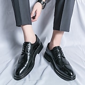 abordables Officiel-chaussures richelieu marron pour hommes avec bout d&#039;aile et semelle en caoutchouc - chaussures formelles classiques pour les affaires, le bureau et les événements spéciaux
