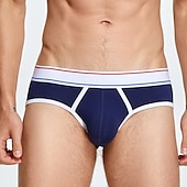 abordables Slips homme-Homme 1 pc Slips Caleçon Patchwork 90% coton Respirable Doux Confortable Bloc de couleur Taille Basse Jaune Rouge