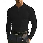cheap Men&#039;s Classic Polo-Men&#039;s Corduroy Shirt Golf Shirt Work Casual Lapel Long Sleeve Basic Modern Solid Color Buttons Spring &amp;  Fall Regular Fit Wine Black White Yellow Sky Blue Light Grey Corduroy Shirt