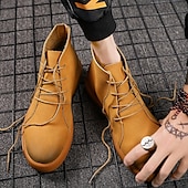 abordables Bottines-bottines décontractées en similicuir pour hommes avec design à lacets, semelle antidérapante confortable, parfaites pour un usage quotidien et des activités de plein air