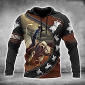 baratos moletons 3d masculinos-Homens Estampas Abstratas Moletom Moletons Moletom com capuz Manga Longa Moletom com capuz Com Capuz Roupa de rua Impressão 3D Diário Esportes Marron Imprimir Primavera &amp; Outono Designer