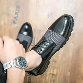 abordables Semi-formel-chaussures oxford pied-de-poule pour hommes - lacets en similicuir marron avec détails brogue et semelle robuste pour une tenue décontractée et formelle