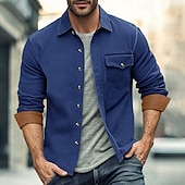 economico Camicie da uomo-Per uomo Camicia Camicia di flanella Sovracamicia Color Block Esterno Strada Nero Bianco Rosso Blu marino Manica lunga Inverno Primavera &amp; Autunno Abbigliamento