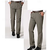 baratos Magro-Homens Social Calças chinês Botões Bolsos Tecido Conforto Formal Festa Trabalho Moda Estilo Clássico Preto Marron Micro-Elástica