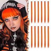 abordables Clip dans les extensions-Droit Clips Cheveux Synthétiques Longue Extension des cheveux A Clipser 12 pcs Résistant à la chaleur Femme