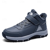 baratos Inverno e botas de neve-botas masculinas para caminhadas ao ar livre no inverno - tênis quentes forrados com pele, à prova d&#039;água, com sola antiderrapante e tira de velcro