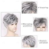 economico Parrucche uomo-parrucche da uomo corte sintetiche a strati per feste parrucca piena per uomo parrucche corte per uomo