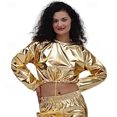 preiswerte Oberteile-1980er HipHop Glänzend Metallisch Bauchfreies Top Sweatshirt Disco Damen Karnevalskostüm Karneval Leistung Party Pride Parade Erwachsene Oberteil