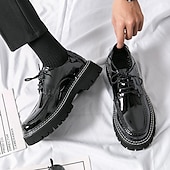 abordables Semi-formel-chaussures oxford à plateforme en similicuir verni pour hommes avec semelle crantée épaisse - chaussures formelles et décontractées élégantes pour le bureau, les événements et les fêtes