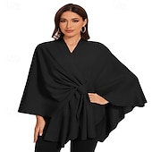 お買い得  ファーラップ-女性用ショールラップ、クロスフロントポンチョセーター、ニットケープ、柔らかく暖かい、エレガント、秋冬春の結婚式用