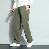 cheap Straight Leg-Men's Sherpa Athletic Pants Trousers Straight Leg Sweatpants Pocket Drawstring Elastic Waist Plain Comfort Warm Sports Outdoor Daily Fashion Casual ArmyGreen Black Micro-elastic
