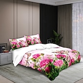 economico Set copripiumino-fiori farfalle piante fiori stampe set di tre pezzi piumone per camera da letto hotel camera degli ospiti biancheria da letto set comodo 1 set piumone 2 federe set letto matrimoniale set da 2 pezzi