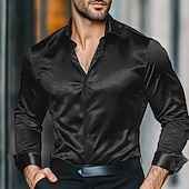economico Camicie in raso da uomo-Per uomo Camicia Camicia in raso Maglietta informale Camicia con bottoni Floreale Matrimonio Da mare Nero Verde Manica lunga Colletto Inverno Primavera &amp; Autunno Abbigliamento