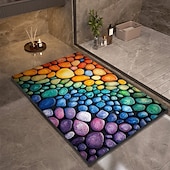 cheap Mats &amp; Rugs-Pebble Bathroom Rug, Polyester Rectangle Door Mat, Super Absorbent, Non-Slip, Easy-to-Clean, Stain-Resistant Bath Mat