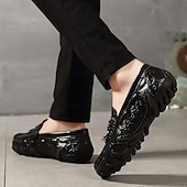 billige Semi-formell-burgunder loafers med krokodillemønster for menn med duskdetalj og sklisikker såle - luksuriøse slip-on sko for fritids- og formell bruk