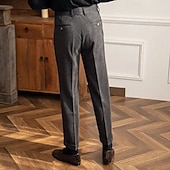 levne Štíhlý-Pánské Kalhoty Oblekové Kalhoty Neapol Kalhoty chinos Kapsy Knoflíky Jednobarevné Pohodlné Formální Párty Práce Módní Klasický styl Tmavě šedá Meruňková Lehce elastické