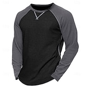 economico magliette di base-Per uomo Maglietta Camicia a Maniche Lunghe Felpa Manica Lunga Girocollo Estate Tinta unica Quotidiano Casual Stile da Strada Blocco di colore All&#039;aperto Streetwear Casual Nero Blu Grigio chiaro