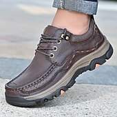 economico Semi-formale-scarpe da trekking da uomo in similpelle marrone con chiusura a lacci - comode e resistenti, perfette per le avventure all&#039;aria aperta