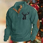 billige Basic gensere-Herre Genser Svart Grønn Kakifarget Grå Opprett krage Fargeblokk Reinsdyr Lapper Sport &amp; Utendørs Daglig Ferie Polyester Gatemote Grunnleggende Fritid Vår &amp; Vinter Klær Gensere Gensere Langermet