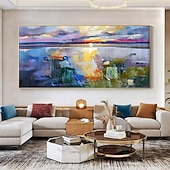 cheap Landscape Paintings-Mintura Handmade Lake View Oil Paintings On Canvas Wall Art Decoration Modern Abstract Landscape Picture For Home Decor Rolled Frameless Unstretched Painting